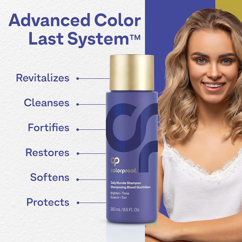 Colorproof Daily Blonde Shampoo - Sulfate-Free Formula for Blonde Color-Treated Hair | 8.5 Fl. Oz. with Citrus, Jasmine & Coconut Milk Scent