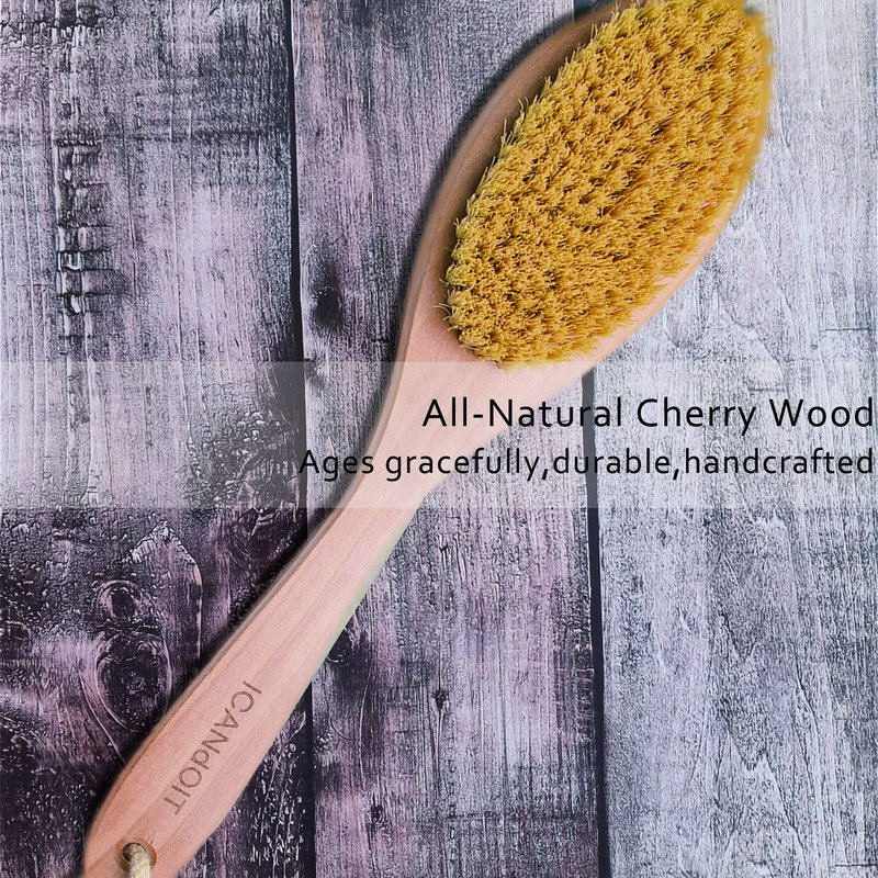 ICANdOIT Very Stiff Dry Brushing Body Brush for Men&Women, Long Handle Dry Skin Brush for Cellulite and Lymphatic Drainage with Natural Agave Cactus Tampico Fiber Bristles