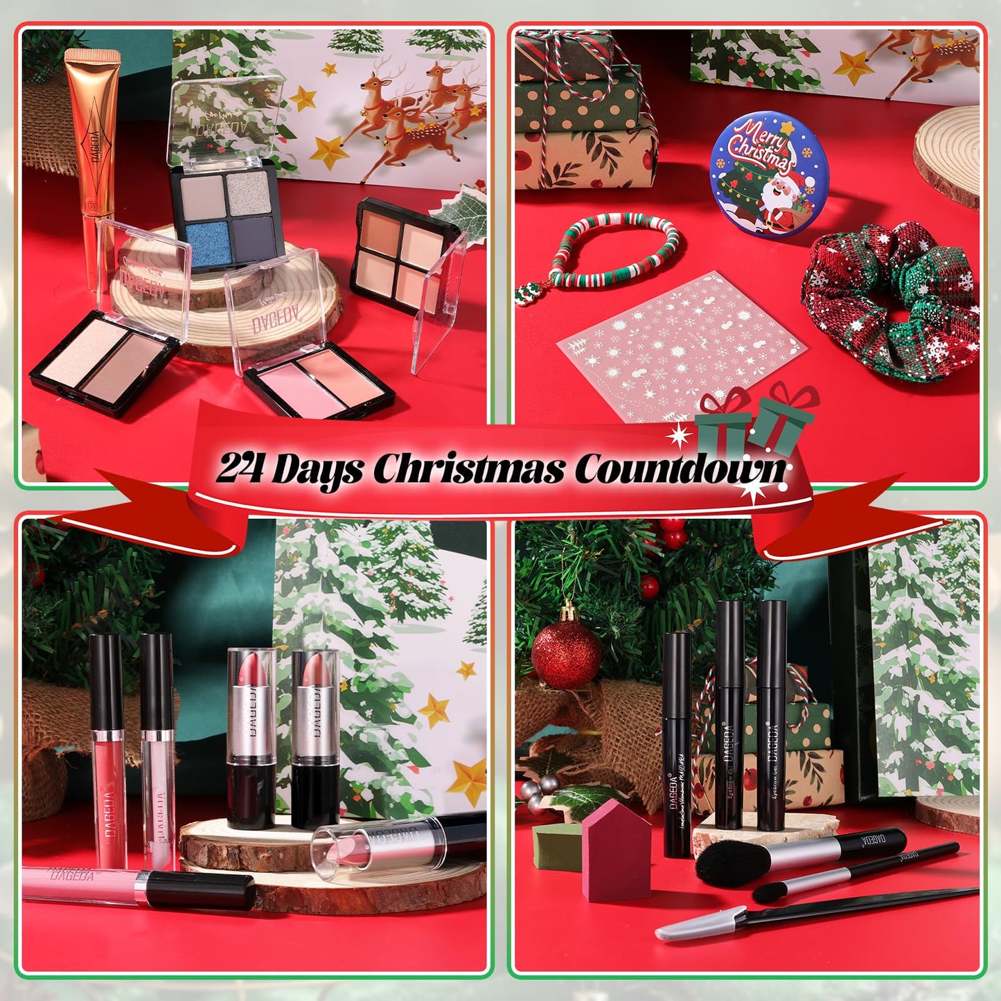 DAGEDA Beauty Advent Calendar 2025,24 Days Christmas Makeup Advent Calendar, Teen Girl Gifts Trendy Stuff Makeup Set, 24 Surprise Christmas Countdown Festival Gifts Set for Mom Wife Girlfriends Sister