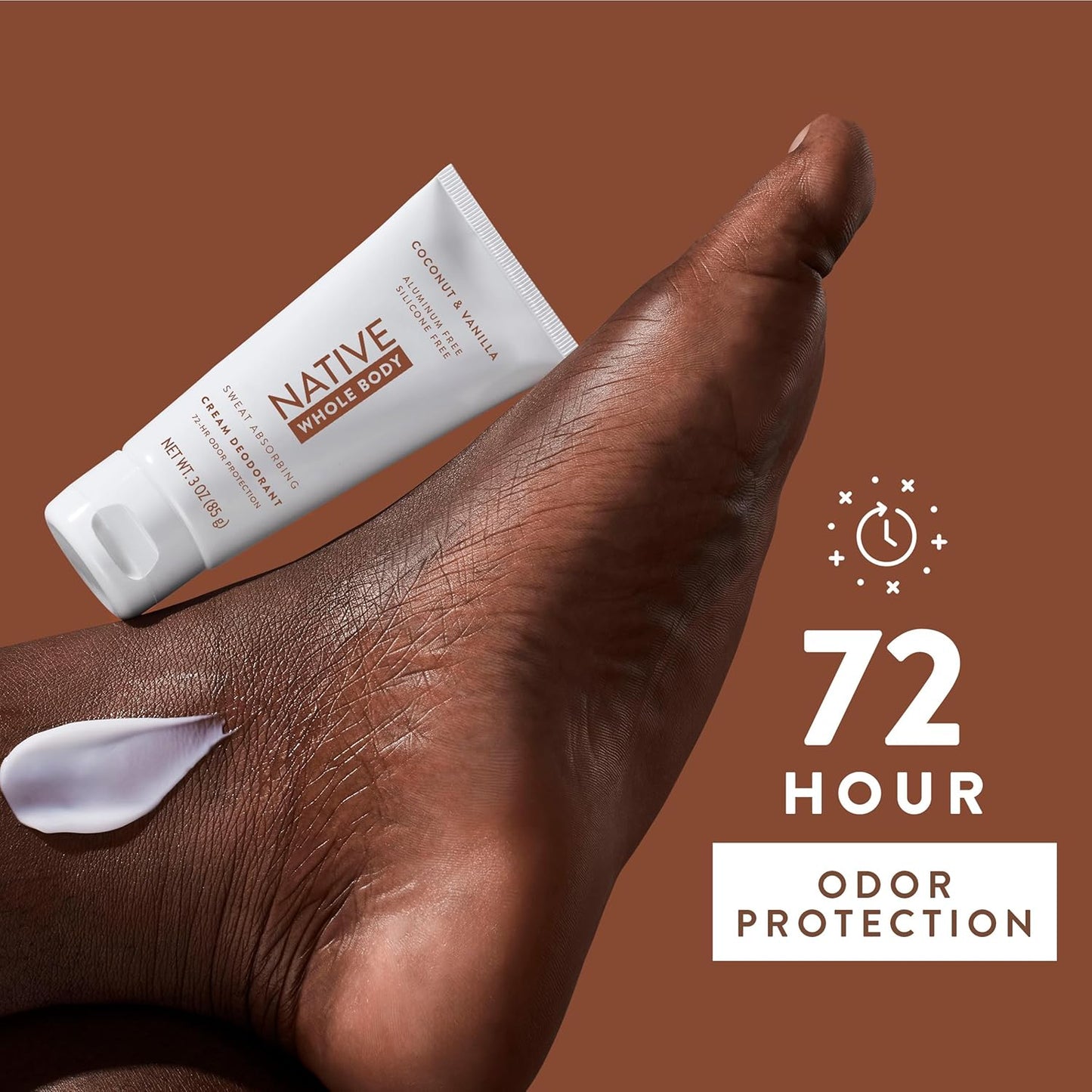 Native Whole Body Deodorant Cream - Aluminum-Free Coconut & Vanilla | 72-Hour Odor Protection with Shea Butter
