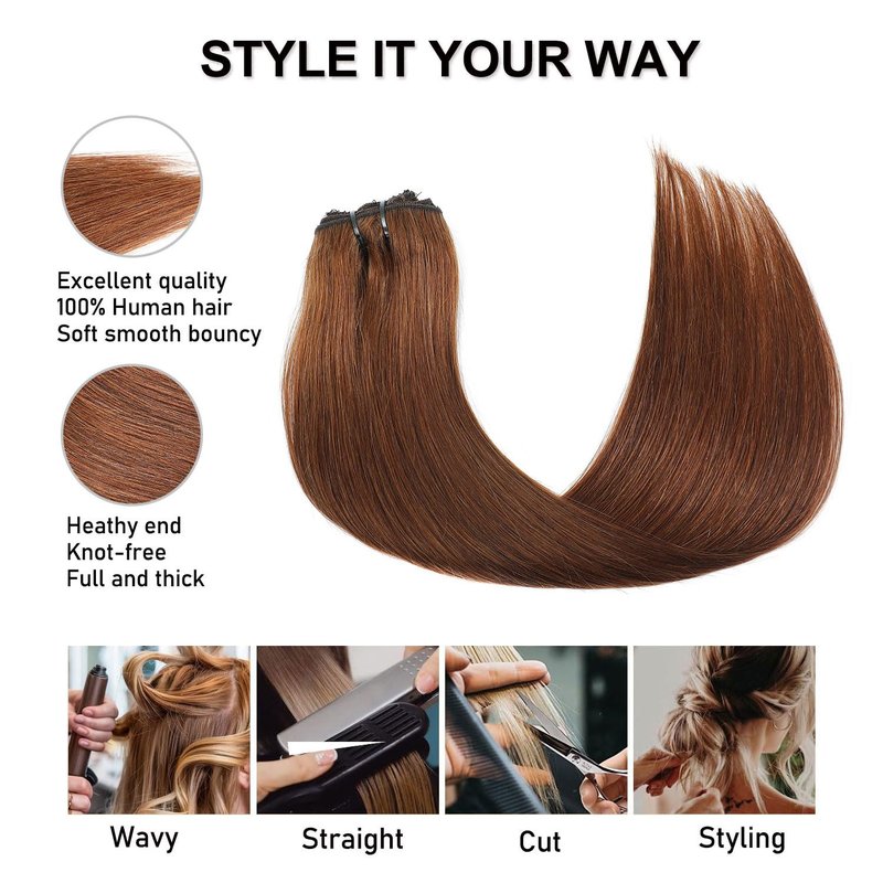 Clip in Hair Extensions Real Human Hair Chocolate Brown 12 inch 7pcs 70g/Pack, Human Hair Clip in Extensions, Salon-Grade Quality, Easy Comfort Wear for Women (#4, 12 inch)