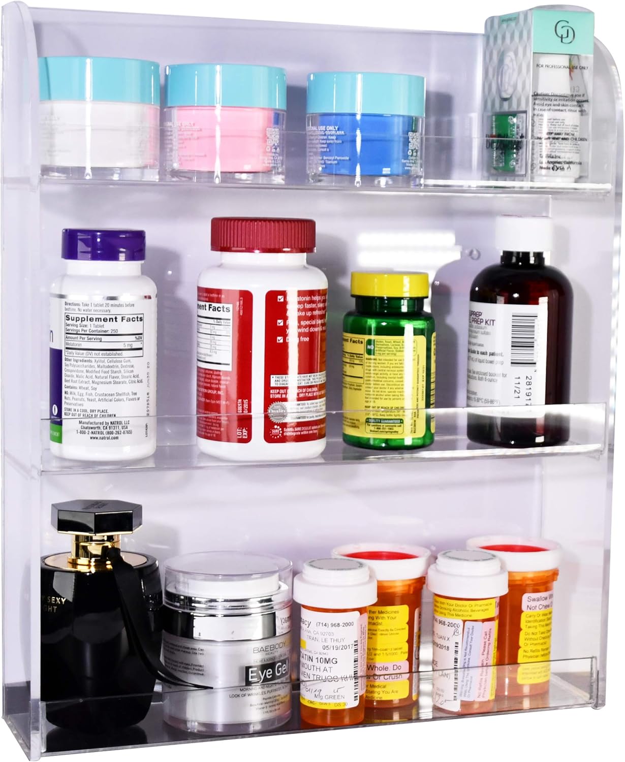 Acrylic Nail Polish Rack - Wall-Mounted Display for 48 Bottles | Clear Organizer with Microfiber Cloth (3 Tier)