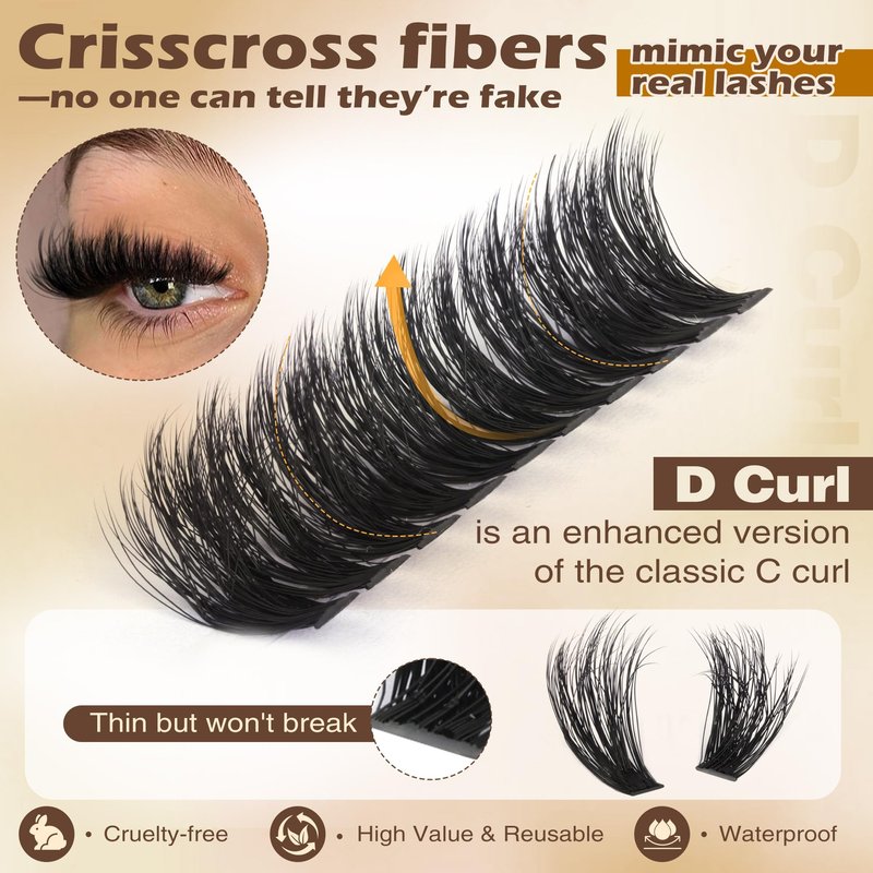 Focipeysa Lash Extension Kit Thick Eyelash Extension Kit 10-18mm Fluff Volume Lash Clusters 200D Individual Eyelashes Kit with Lashes Bond, Lashes Remover, Lash Tweezers, DIY Lash Extension