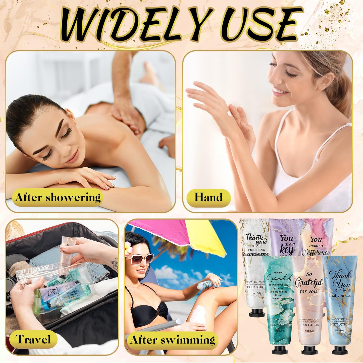 36pcs Hand Cream Thank You Gifts Bulk Inspirational Travel Size Dry Skin Hand Cream for Staff Team Teachers Employee Appreciation Gifts, Moisturizing Mini Body Lotion for Women Men