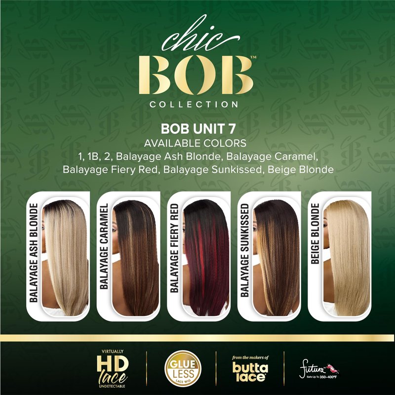 Sensationnel Chicbob Lace Frontwig - Bob Unit 7 Face Framing Glueless Wig Wide 5 Inch Deep Part Synthetic Preplucked Hairline (1 JETBLACK)