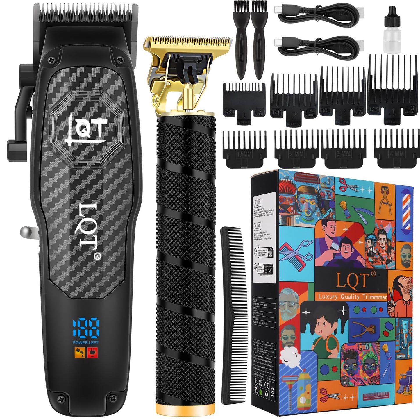 LQT Professional Cordless Hair Clippers for Men with LCD Display, Rechargeable Barber Clippers & Trimmer Set for Hair Cutting and Grooming, Includes Gift for Men