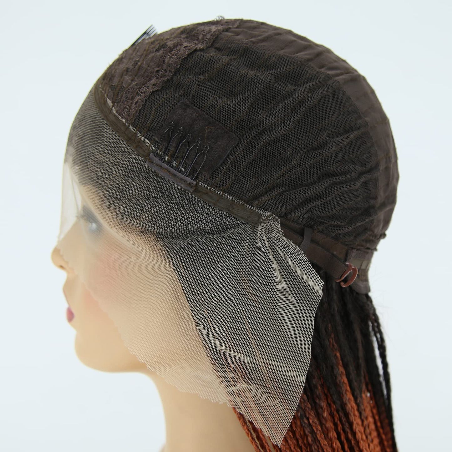 BTWTRY Black Ombre Orange #360 Color Braided Synthetic Lace Front Wigs for Black Women Heat Resistant Fiber Hair Micro Braided Hair Box Braids Wig (24inch, 1B/#360)