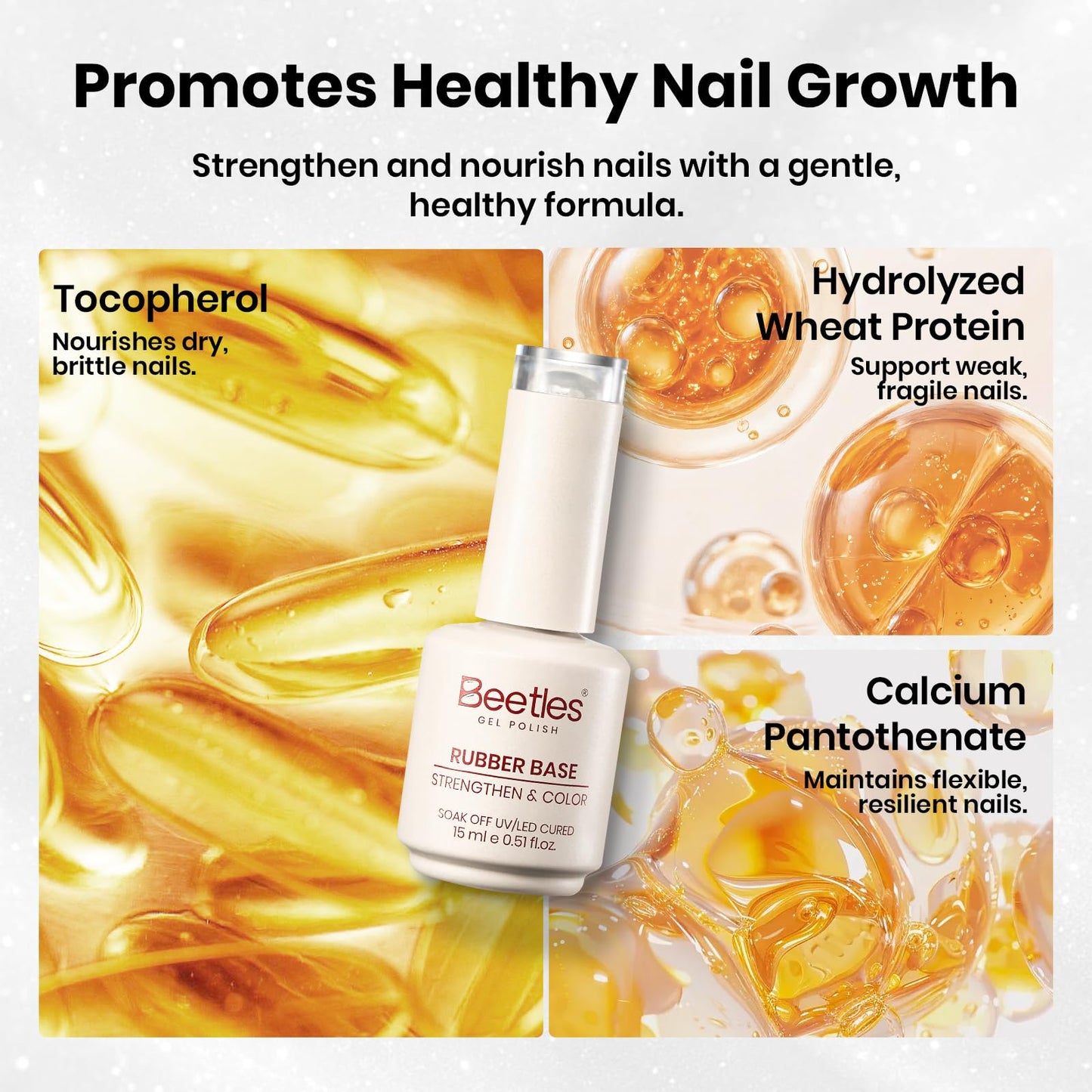 Beetles Milky White Rubber Base Gel Nail Polish 15ml, White Aura Shimmer for Cloud Ombre Nails, 2-in-1 Builder Base & Color Strengthening Self-Leveling Flexible Soak Off UV LED for Weak Natural Nails
