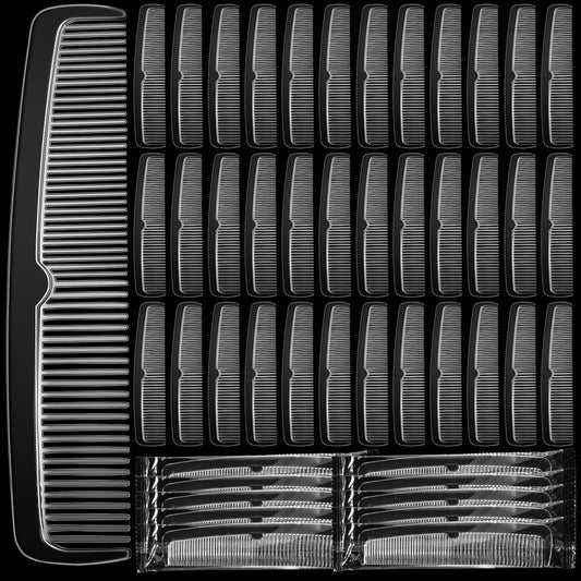 Lallisa 200 Pcs Individually Wrapped Combs in Bulk 5.5 x 1.2'' Pocket Disposable Combs Fine and Wide Tooth Cutting Hair Combs for Women Men Barber Beard Homeless Family Hotel Shelter, Transparent