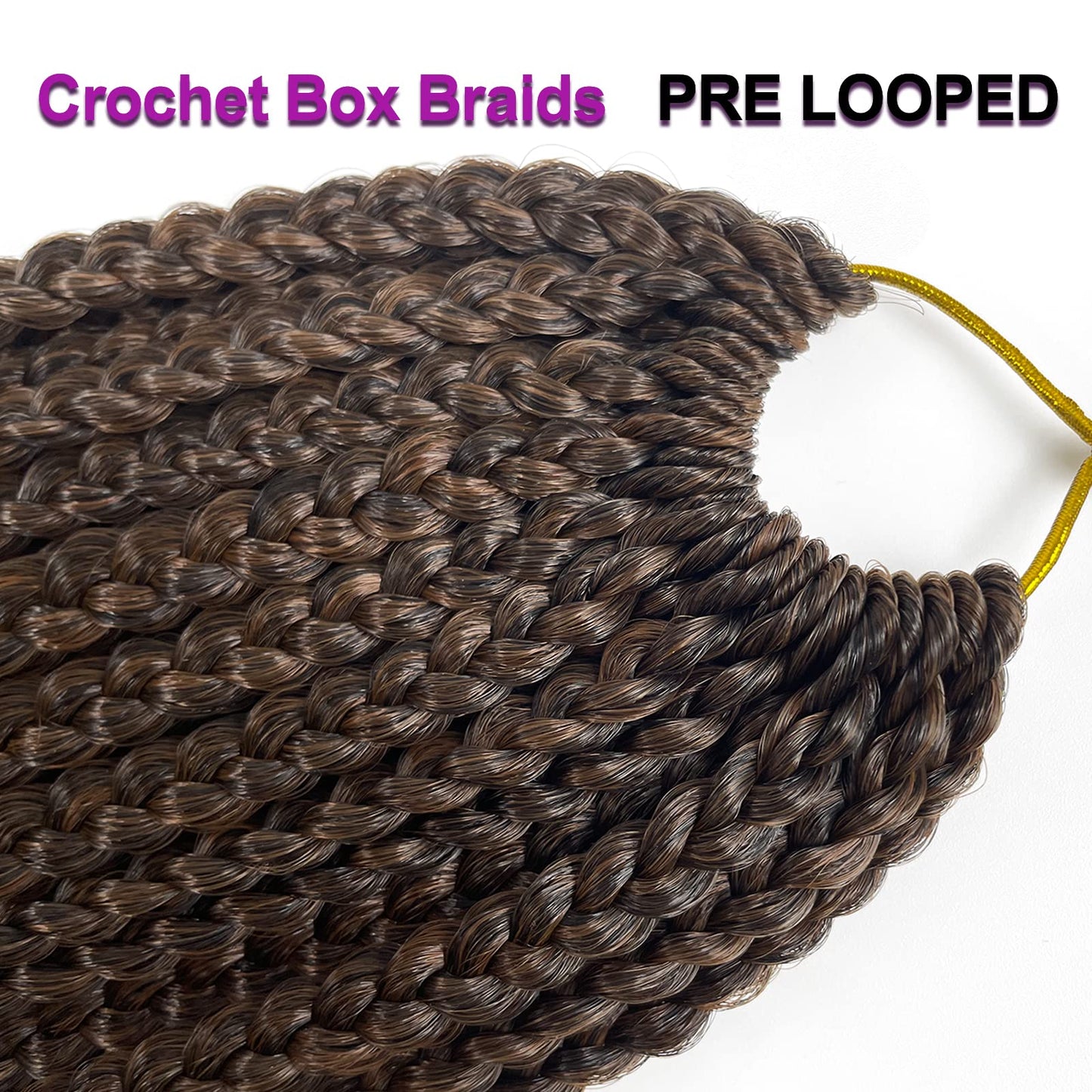 1B/30 Goddess Box Braid Crochet Hair 24 Inch T30 Ombre Brown Crochet Box Braids Pre Looped braid Hair for Black Women Soft 6 Packs 144 Strands Chicmoi (T30, 24 inch 6 pack)