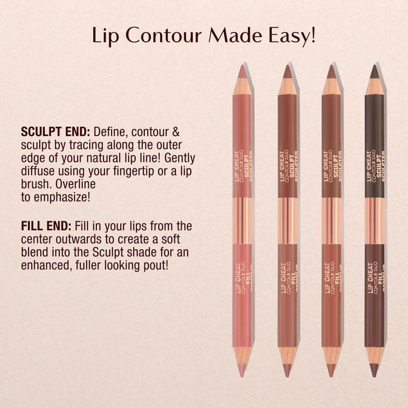Charlotte Tilbury Lip Cheat Contour Duo - Dual-Sided Lip Liner Pencil to Sculpt & Fill for an Easy Contour Effect - Helps Prevent Lipstick Feathering - Deep