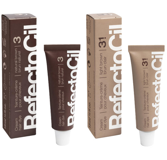 RefectoCil Cream Hair Dye 2-Pack – Natural Brown (#3) + Light Brown (#3.1)
