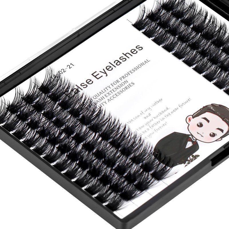 Bodermincer 84 Clusters D Curl Wide Cluster False Eyelash Volume Lashes Natural Eyelashes Set DIY Eyelash Extension 3D Effect Glue Bonded Band Individual Lash Home Eyelash Extension (16MM)