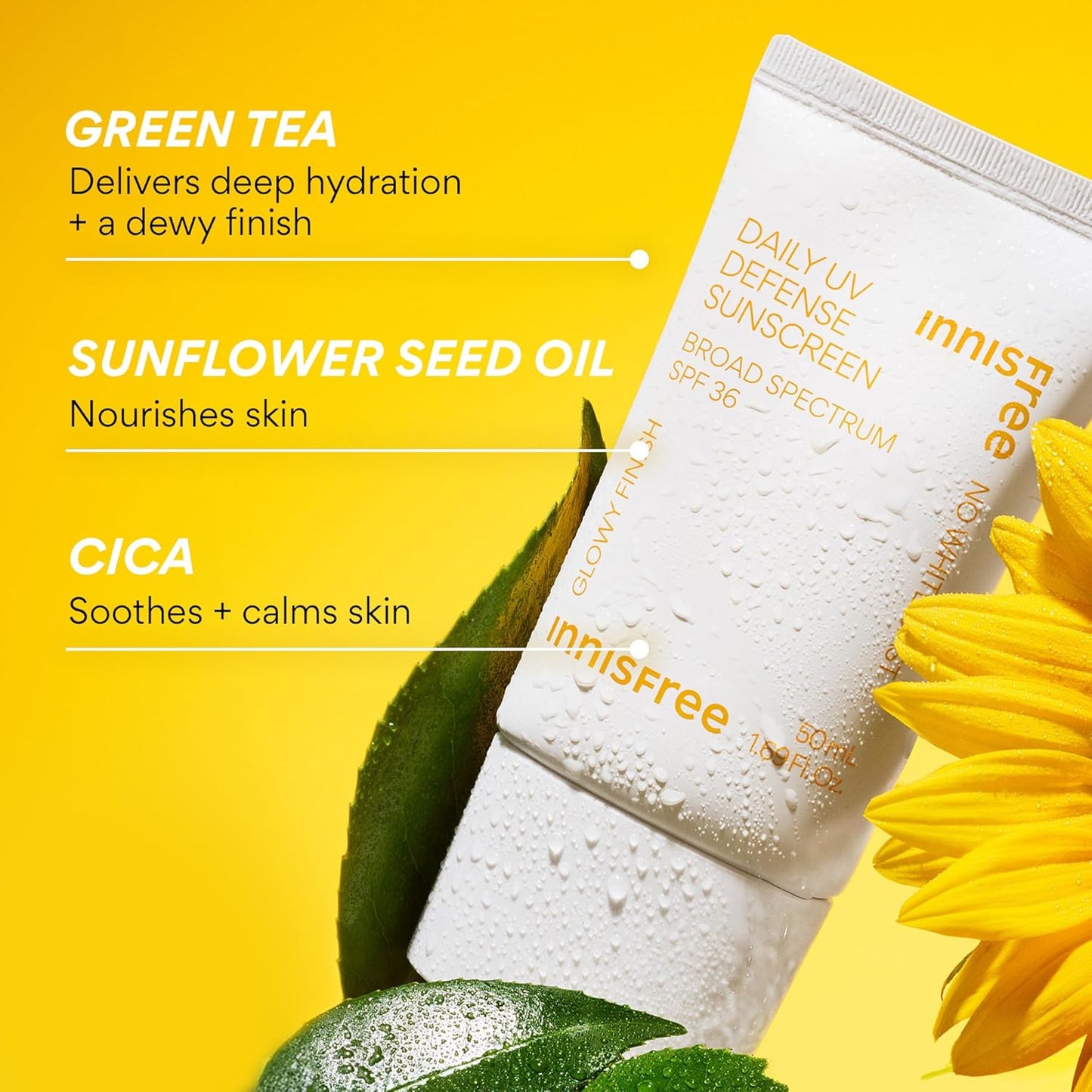 Innisfree Daily UV Defense Sunscreen SPF 50+ | Lightweight, Hydrating Korean Face Sunscreen with Invisible Finish