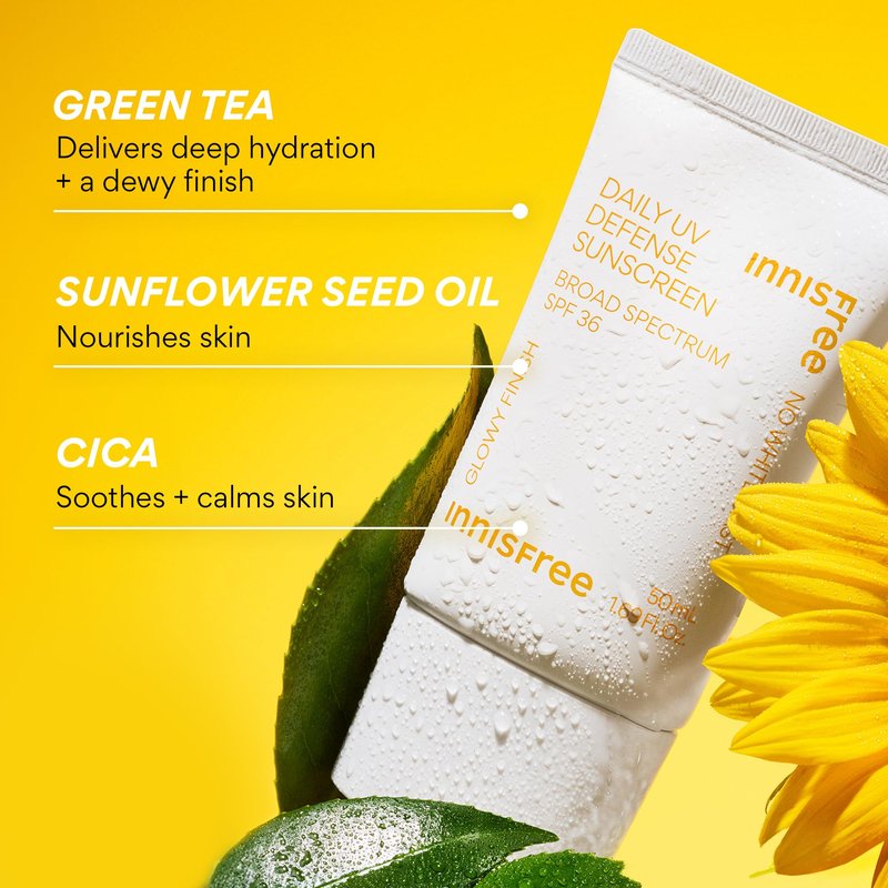 Innisfree Daily UV Defense SPF 36 Jumbo – Korean Face Sunscreen, Invisible Finish, Broad Spectrum, No White Cast, Lightweight, Hydrating