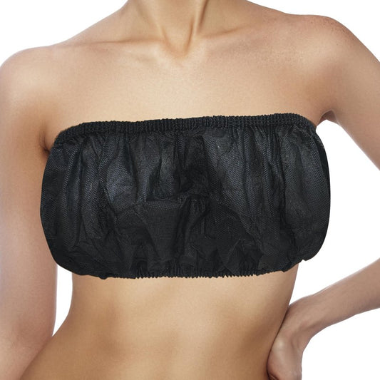 50 Pcs Beauty Salon Disposable Underwear Bra Travel Breast Wrap Beauty SPA Use Special Bodice Breathable Adjustable Elitzia ETBR001 (Black)