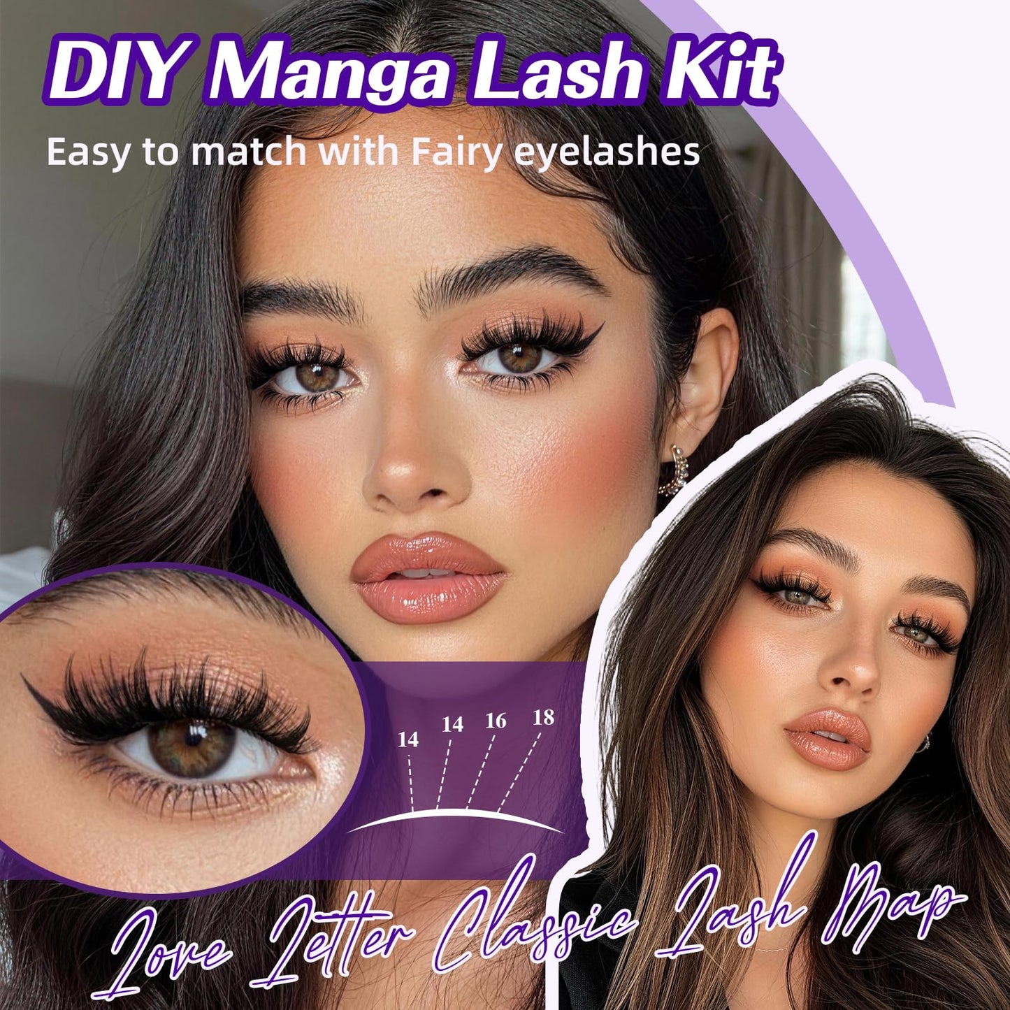 B&Q Manga Lash Clusters Kit DIY 8-18mm Reusable Eyelash Clusters Kit