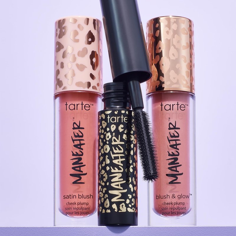 tarte viral maneater must haves mascara & blush trio – Extreme Curl, Volume & Length, Longwear, Cruelty-Free travel size, berry & cinnamon