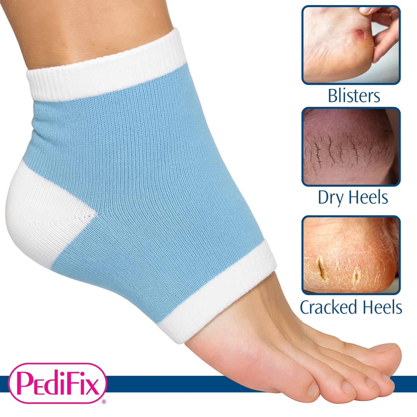PediFix Visco-GEL Heel Sleeves – Moisturizing Gel Socks with Mineral Oil for Dry, Cracked Heels & Calluses – Softens, Repairs & Hydrates Skin – Reusable & Washable – One Size Fits Most – 1 Pair