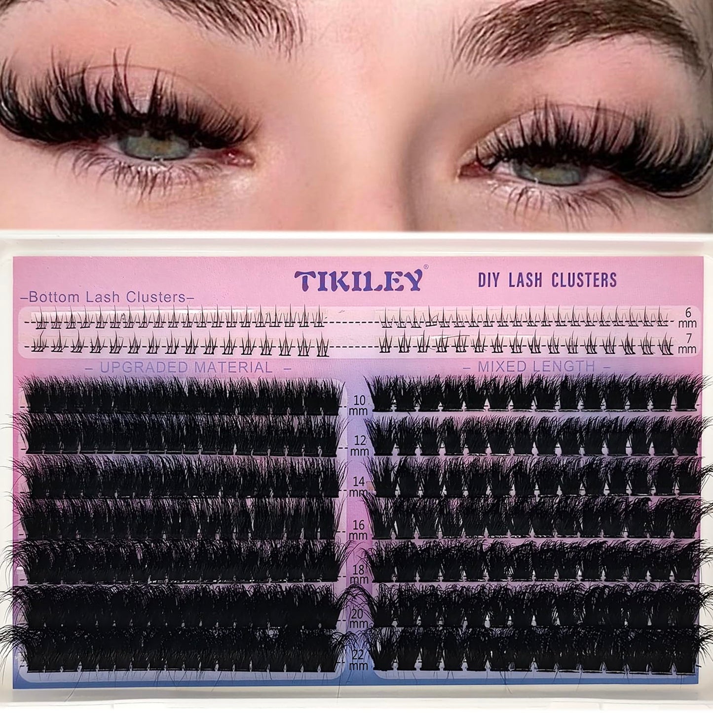 TIKILEY Fluffy Lash Clusters Cat Eye Faux Mink Eyelash Clusters with Bottom Lash Clusters 100D 200D Individual Lashes D Curl Mega Volume Eyelash Extension Clusters 10-22mm