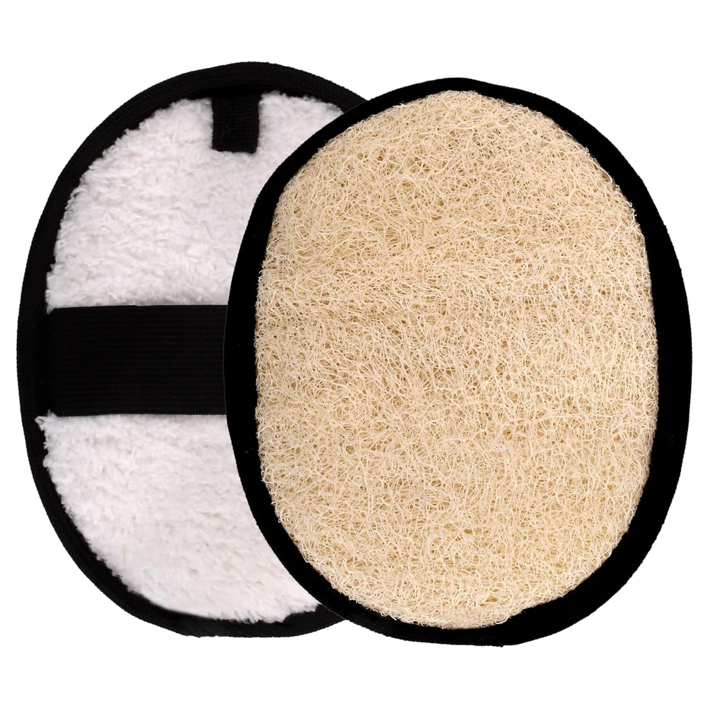 SERRENTO Loofah Body Scrubber Shower - Luffa Sponge 2PCS Black & White Set