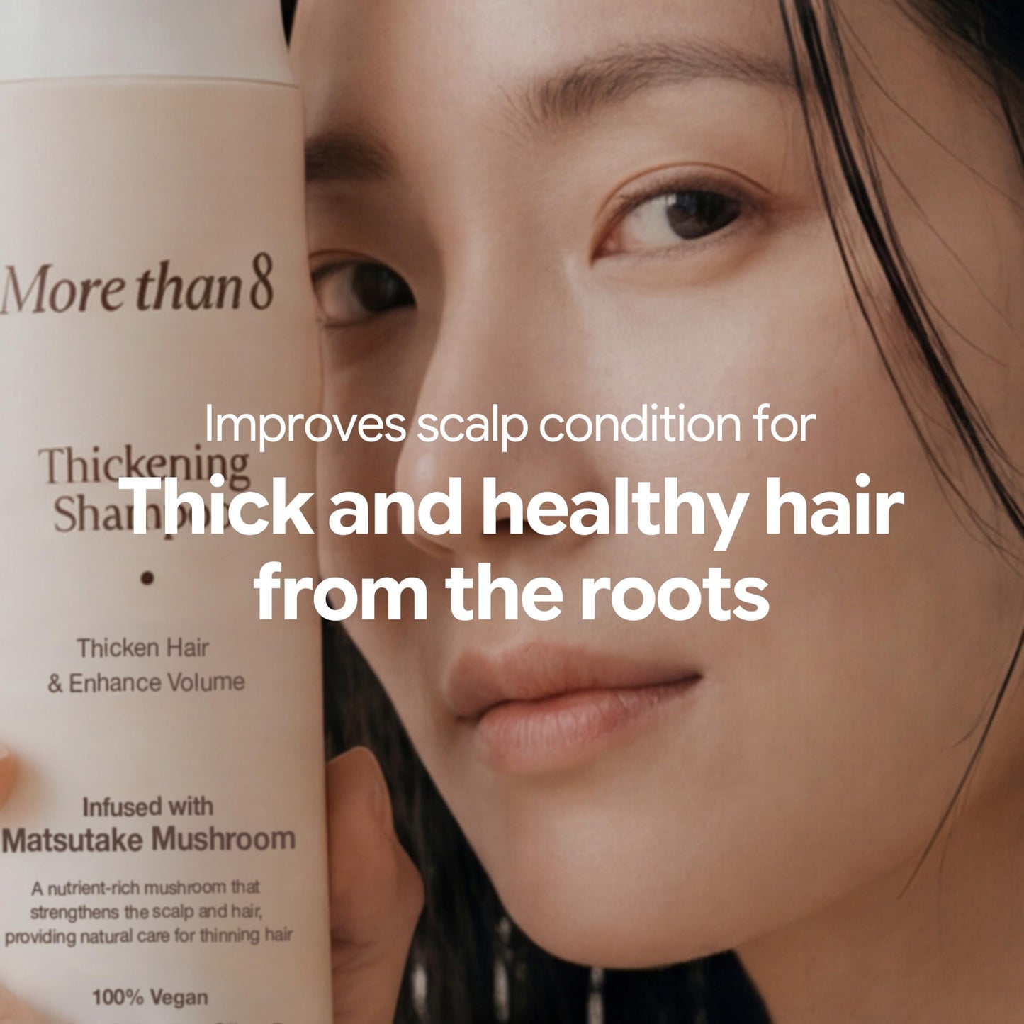 Morethan8 Korean Hair Thickening Shampoo with Matsutake mushroom, for Hair Loss and Hair growth – 300ml 100% Vegan, Paraben&Sulfate&Silicon Free - more than 8