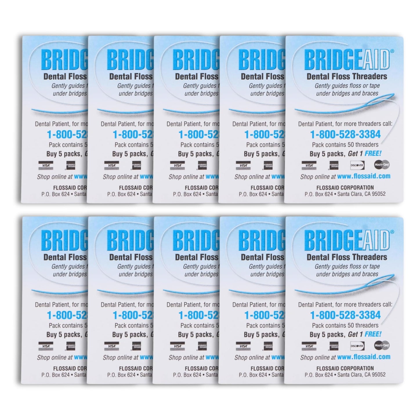 FLOSSAID BridgeAid Threaders 2 packs of 50 (100 Threaders)