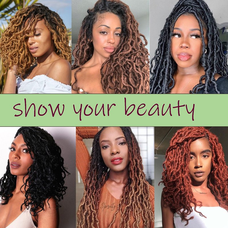 6 Packs Faux Locs Crochet Hair 14 Inch Ginger Goddess Locs Crochet Hair for Black Women, Prelooped Gypsy locs Crochet Braids Copper Red Soft Wavy Dreadlocks Hair Extensions, 350