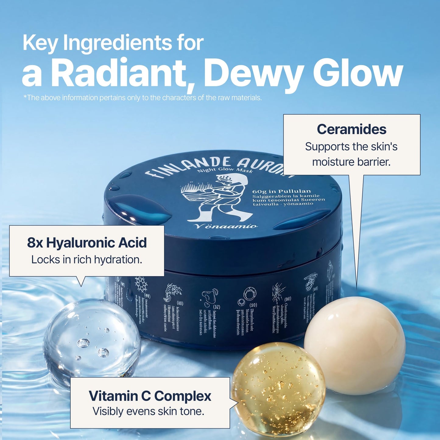 Aurora Glow Capsule Overnight Mask | Overnight Recovery for Glow, Radiance & Glass Skin | Hydrating & Brightening Mask with Vitamin C, Ceramide & 8 Hyaluronic Acids | Korean Skincare (2.1 fl oz)