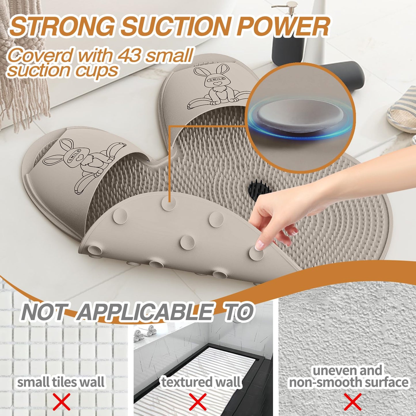 Manmihealth Extra-Large Shower Foot Scrubber Mat with Non-Slip Suction Cups