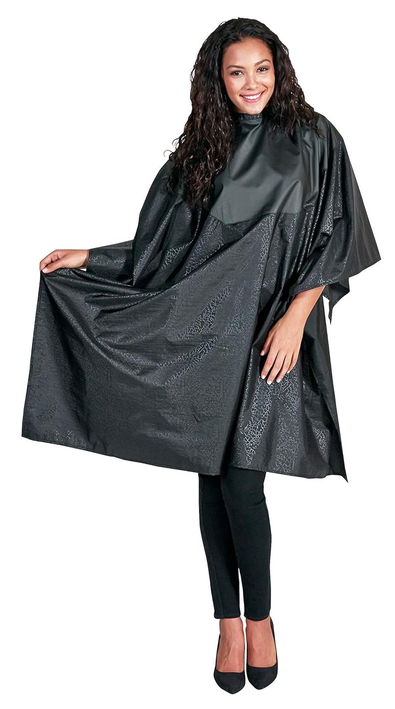 Betty Dain Multi-Purpose Coloring Cape - Lightweight Chemical-Resistant Nylon, Snap Closure | 54 x 60 Inches, Black