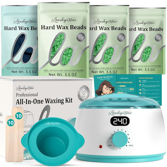 Digital Waxing Kit for Hair Removal - Wax Warmer with Silicone Pot | Hard Wax for Sensitive Skin, Home Use