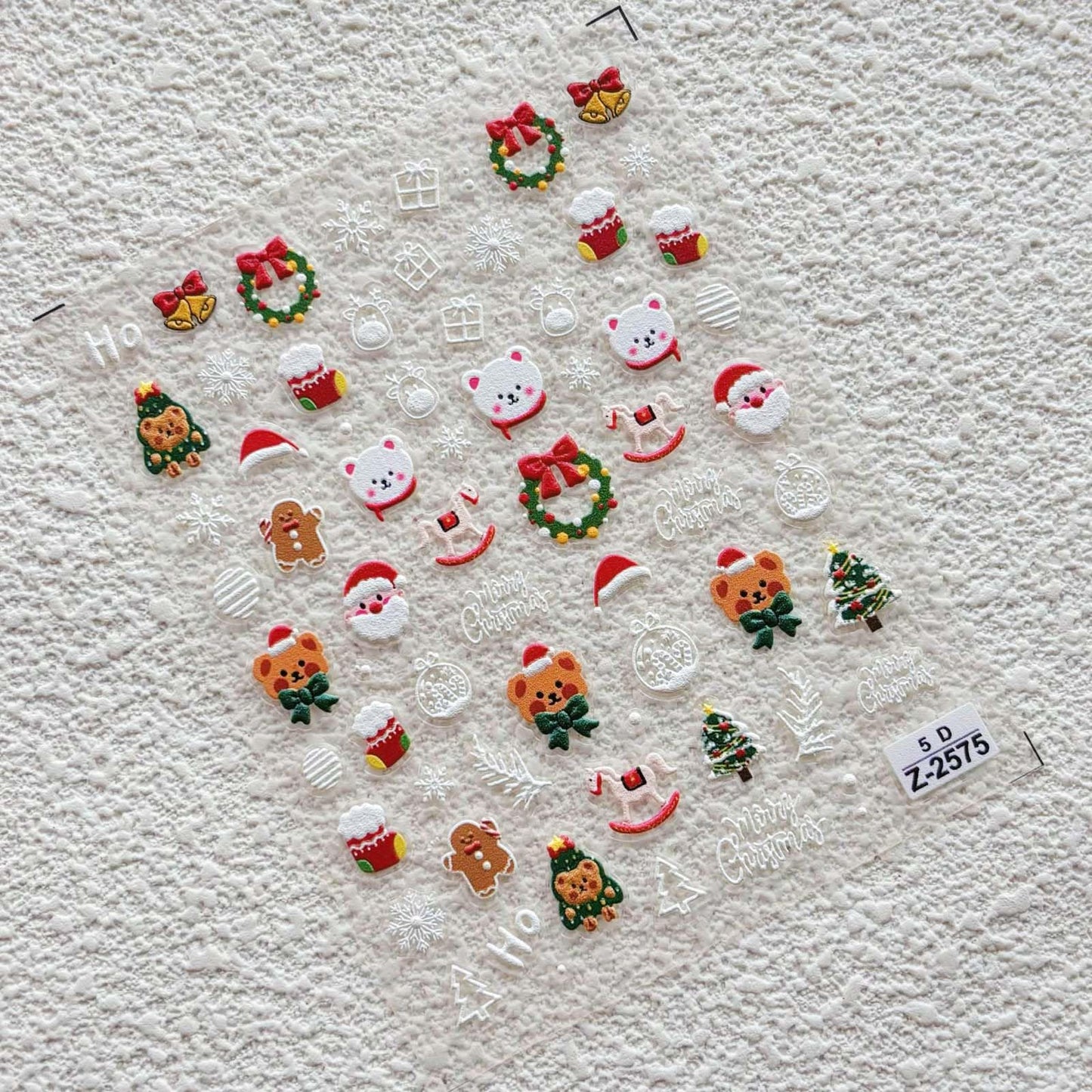 4 Sheet Christmas Nail Art Stickers Xmas Nail Decals 5D Self-Adhesive Winter Nail Sticker Snowflakes Christmas Tree Elk Gingerbread Man Snowman Design for Women Holiday Manicure Decoration
