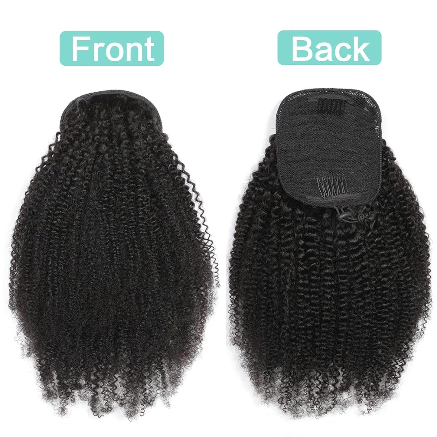 Afro Puff Drawstring Ponytail | 12-Inch Human Hair Kinky Curly Extension for Black Women