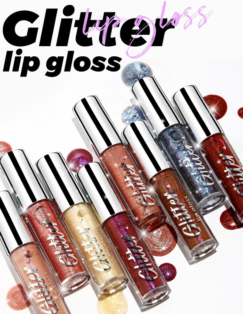 Erinde Glitter Shimmer Lip Gloss, Hydrating High-Shine Glimmer Finish & Sheer Wash Of Color Lip Oil, Non-Sticky, Moisturizing Lip Makeup, Bling Sparkle Lip Gloss Lipstick, Vegan & Cruelty-Free, 04