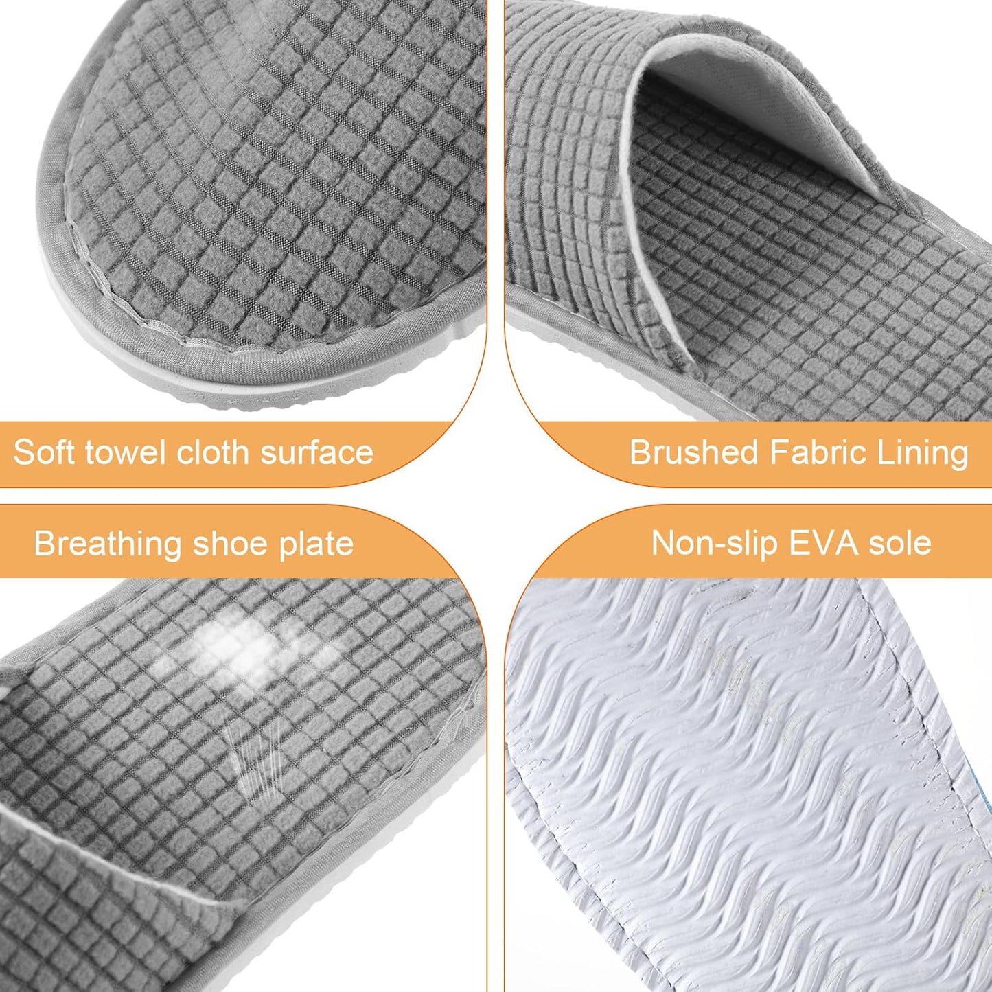 Geyoga 12 Pair Disposable Non-Slip House Slippers - Washable Closed Toe for Travel & Weddings
