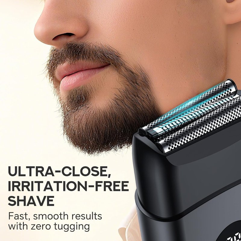 Electric Shaver for Men - 3 Floating Blades, IPX7 Waterproof, Rechargeable | Portable Wet/Dry Travel Use