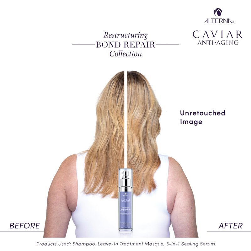 Alterna Haircare CAVIAR Anti-Aging Restructuring Bond Repair 3-in-1 Sealing Serum, Rebonds and Protects Damaged Hair,1.7 Fl Oz