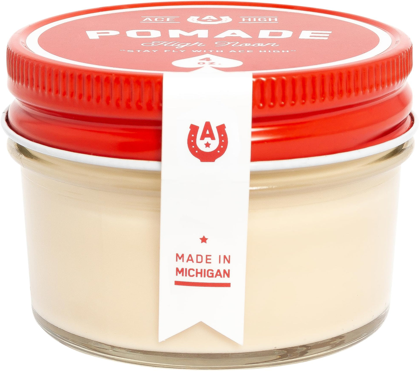 Ace High, High Noon Pomade, Barbershop Scent, Strong Hold, Natural Shine, Water Based, Hand Crafted, 4oz