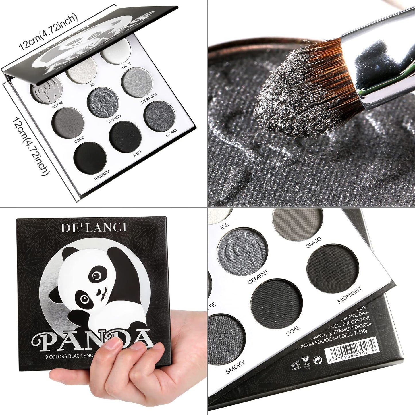 Afflano Black Red Eyeshadow Palette Smokey Eyes Makeup, Highly Pigmented True Red Eye Shadow + Blendable Dark Grey Silver Makeup Palette 2 Pcs., for Halloween SFX Vampire Special Effects Clown Makeup