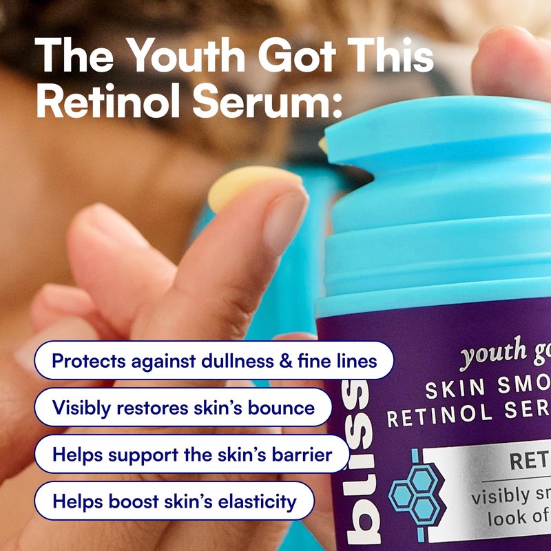 Bliss Retinol Serum Youth Got This Advanced Anti-Aging Formula - Reduces Fine Lines & Wrinkles - Dermatologist-Tested - Clinically Proven Results - Fragrance-Free & Vegan - 1 Fl Oz