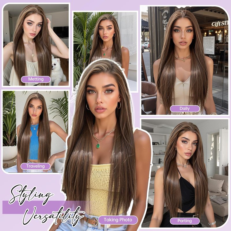 testar Black Lace Wigs 13x6 HD Lace Frontal Straight Wigs with Baby Hair 30 Inch Natural Black Lace Wig Synthetic Wig for Women Daily Use
