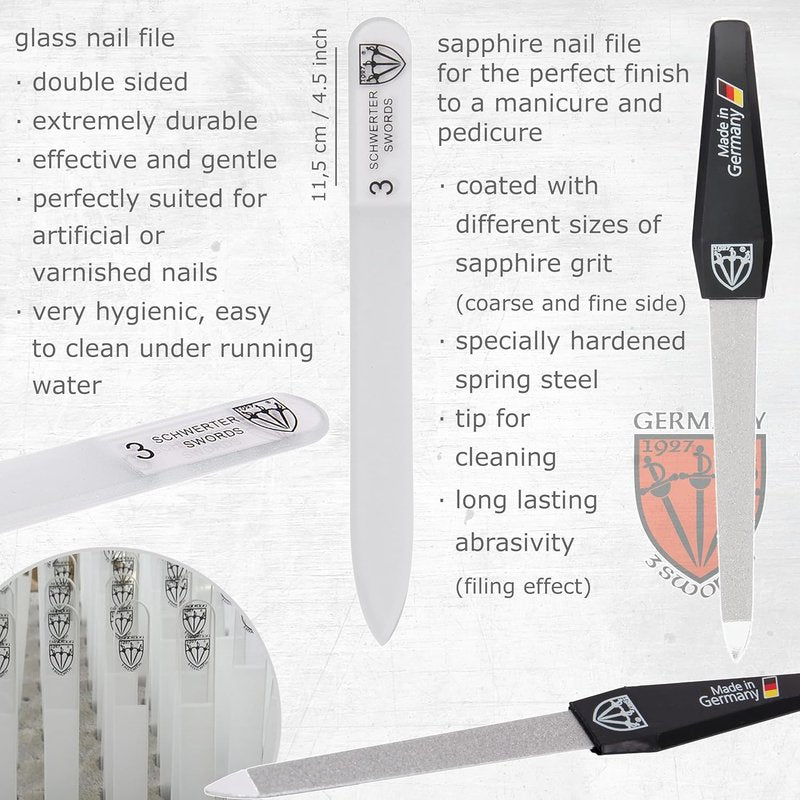 8-Piece Manicure Pedicure Grooming Kit | Synthetic Leather Case - Made in Germany
