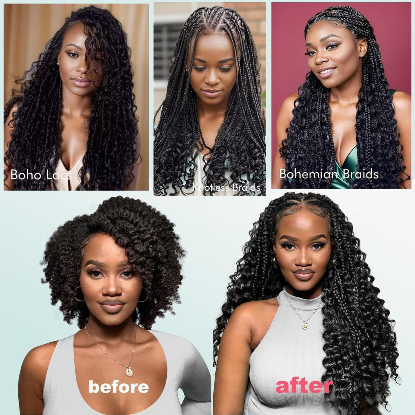 Human Braiding Hair 2 Bundles/Pack 100g Deep Wave Human Bulk Hair for Braiding No Weft 10A Brazilian Virgin braiding Hair for Boho Braids Extensions (Natural Color, 14 inch)