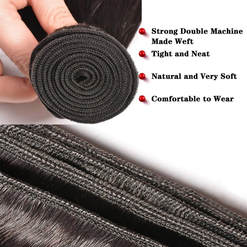 NROOEAY Straight Bundles Human Hair 22 inch 100% Unprocessed Brazilian Straight Hair Bundles 12A Remy Virgin Retain the Intact Cuticle, Long Lifespan