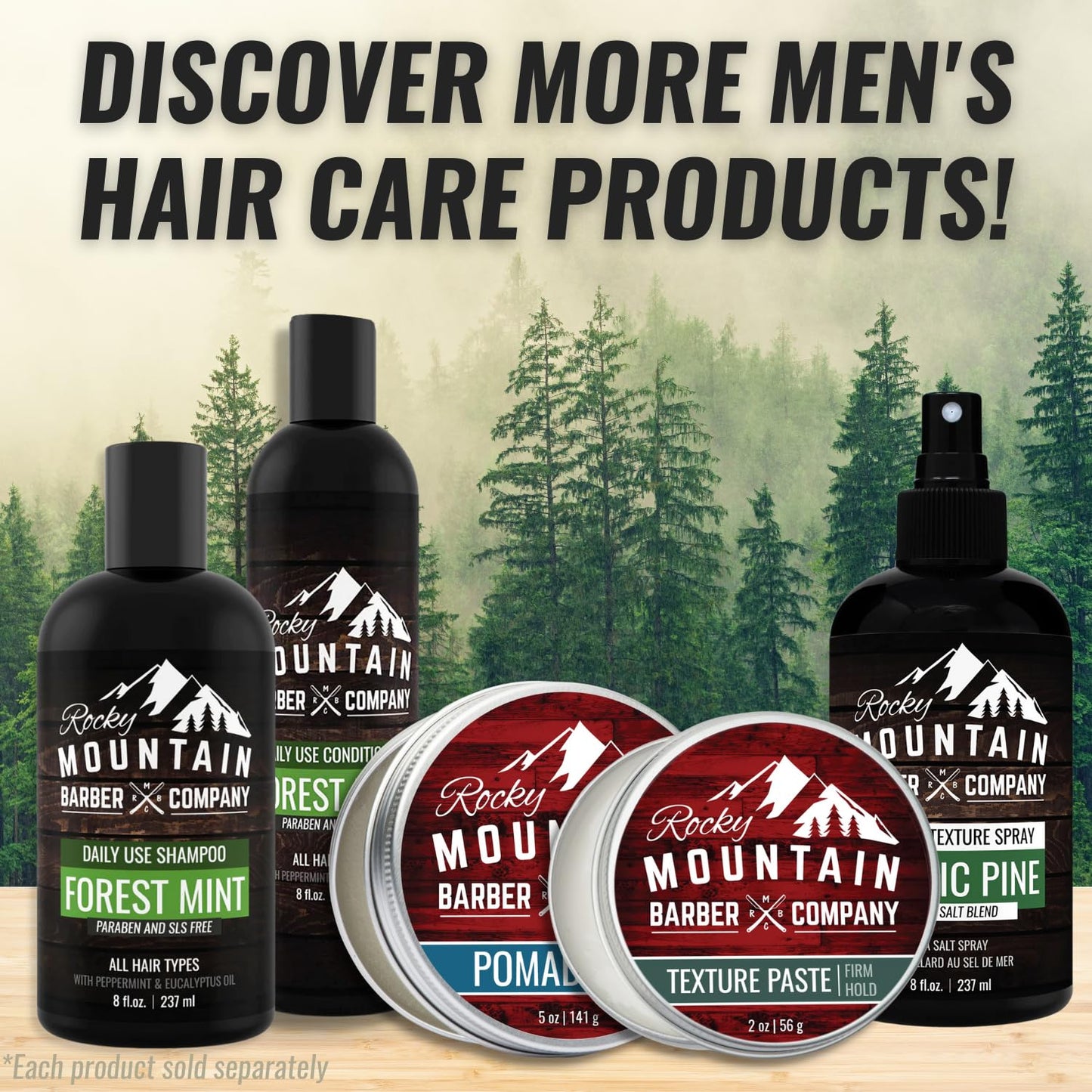 Rocky Mountain Barber Company Men's Conditioner - Tea Tree Oil, Peppermint & Eucalyptus for All Hair Types - 8oz