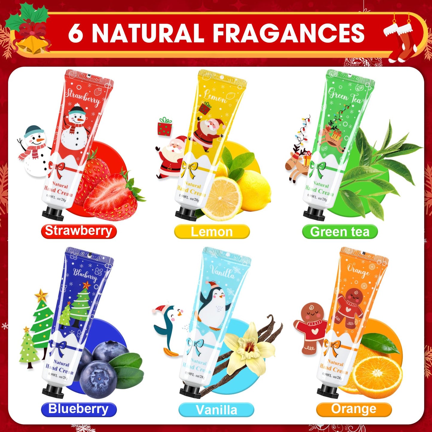 Heigble 60 Pcs Christmas Gifts Hand Cream Bulk for Women Shea Christmas Hand Lotion for Dry Skin Travel Hand Cream Bulk for Men Women Christmas Gift Stocking Stuffers, 6 Different Fragrances