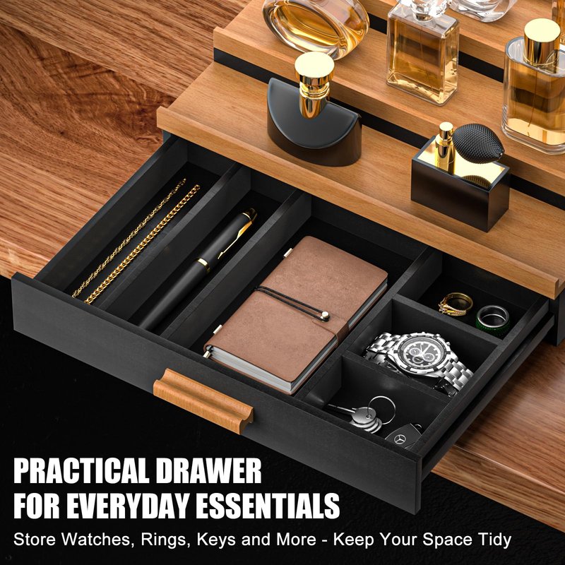 Sephyroth Cologne Organizer for Men – 3-Tier Perfume Display Shelf with Drawer and Hidden Storage, Elegant Cologne Holder, Great Gift for Men and Fathers (3T-BlackWalnut)