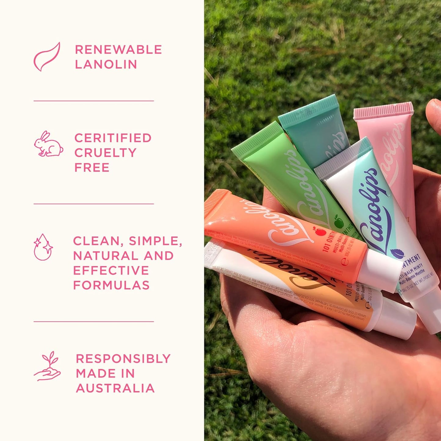 Lanolips Tinted Lip Balm - Moisturizing Color-Tinted Balm with Lanolin & Vitamin E | Perfect Nude (12.5g)