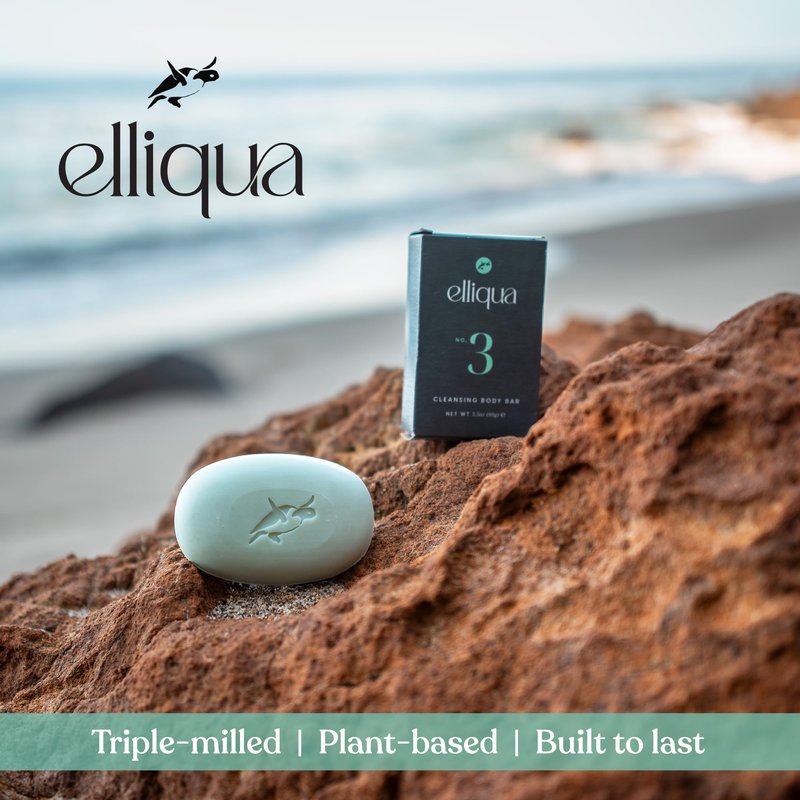 Elliqua No.3 Aloe Vera & Kaolin Clay Soothing Body Skincare Bar - Sulfate Free Cucumber Mint Scented Sensitive Skin Bar Soap - Non Toxic Purifying Triple Milled Plastic Free Body Wash Bar - 3.5 oz
